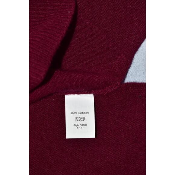 A6 Auth J CREW 100% Cashmere Knit Wine Red V Neck Pullover Sweater Size XS - Picture 5 of 5
